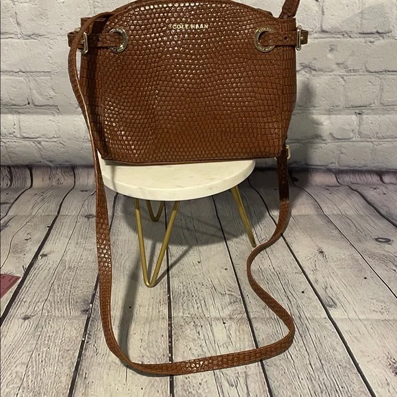 Cole Haan Textured British Tan Crossbody Bag - Picture 2 of 9